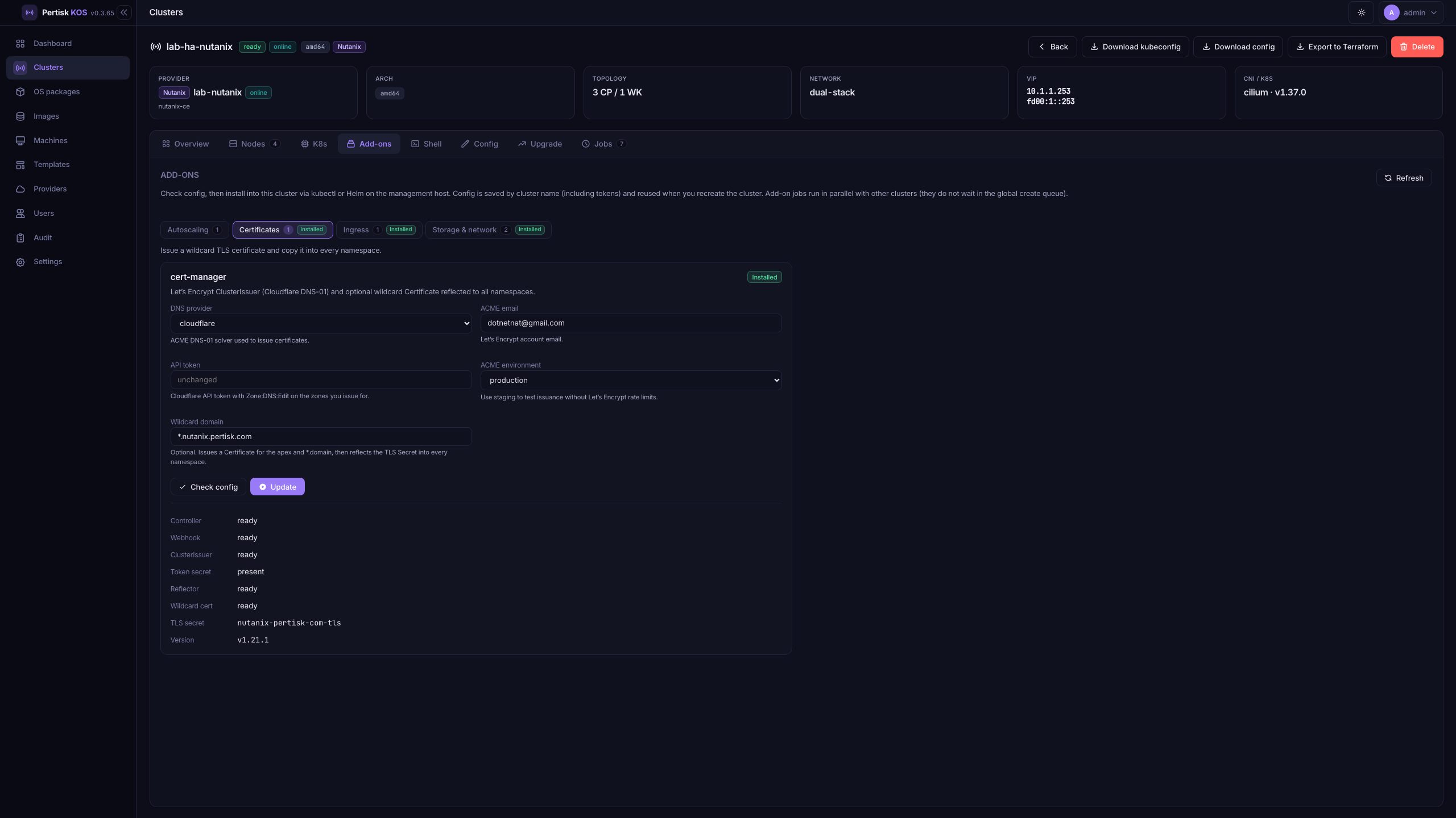 Cluster add-ons — NFS, cert-manager, Cilium LB, Ingress, scaler