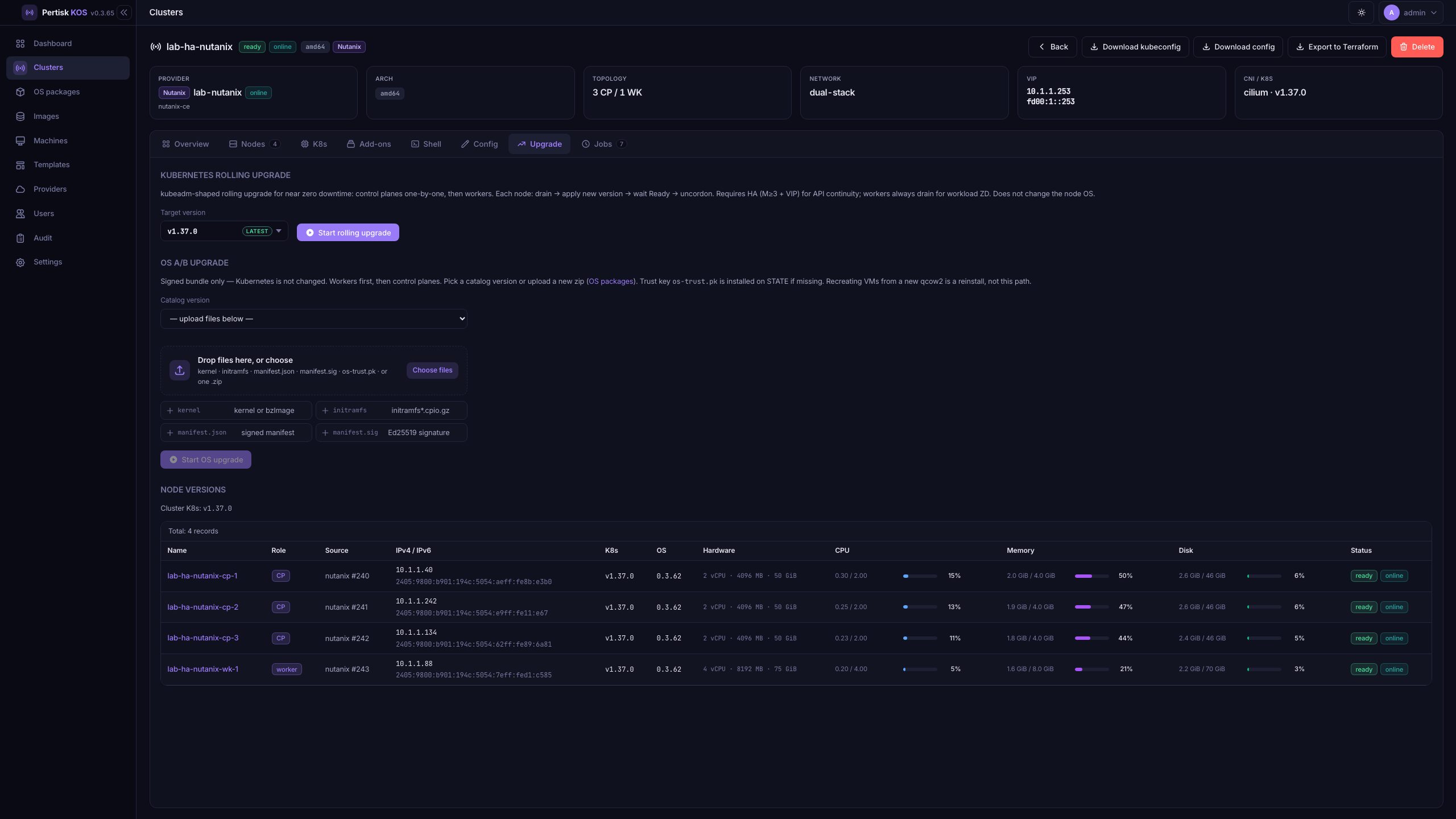Rolling Kubernetes upgrade and OS A/B upgrade