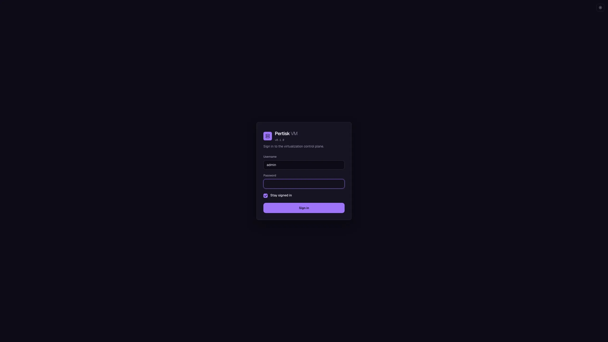 Pertisk VMs sign-in